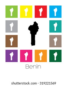 Multicoloured Map of the country of Benin