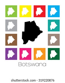 Multicoloured Map of the country of  Botswana