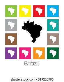 Multicoloured Map of the country of  Brazil