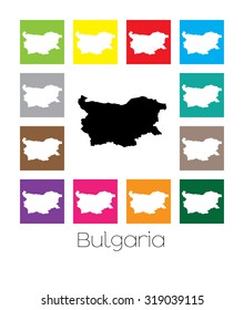 Multicoloured Map of the country of  Bulgaria