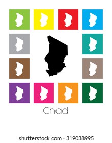 Multicoloured Map of the country of  Chad