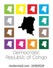 Multicoloured Map of the country of  Democratic Republic of Congo