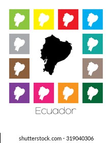 Multicoloured Map of the country of  Ecuador