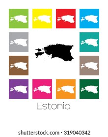 Multicoloured Map of the country of  Estonia
