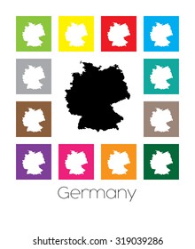 Multicoloured Map of the country of  Germany