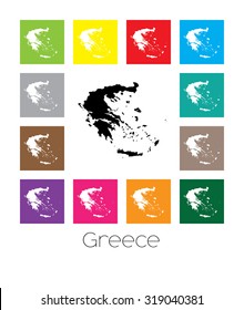Multicoloured Map of the country of  Greece
