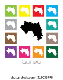 Multicoloured Map of the country of  Guinea