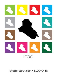 Multicoloured Map of the country of  Iraq