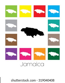Multicoloured Map of the country of  Jamaica