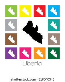 Multicoloured Map of the country of Liberia