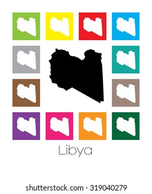 Multicoloured Map of the country of  Libya