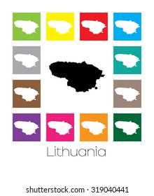 Multicoloured Map of the country of  Lithuania
