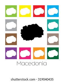 Multicoloured Map of the country of  Macedonia