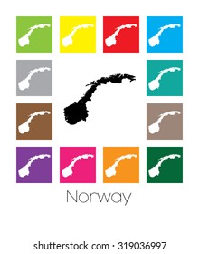 Multicoloured Map of the country of  Norway