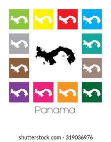 Multicoloured Map of the country of  Panama