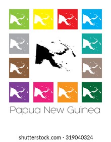 Multicoloured Map of the country of  Papua New Guinea