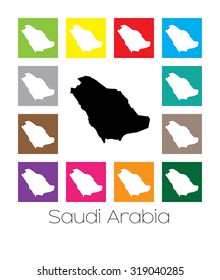Multicoloured Map of the country of  Saudi Arabia