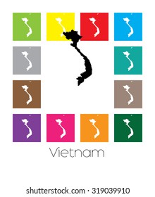 Multicoloured Map of the country of  Vietnam