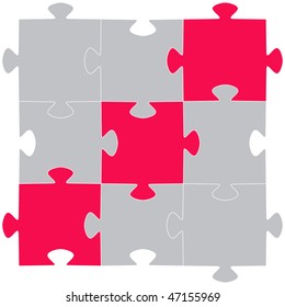 Multi-coloured puzzles on a white background. Vector illustration