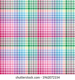 Multicoloured rainbow ombré plaid. Seamless vector blurred check pattern. Colourful design suitable for fashion, home decor, stationary and branding.