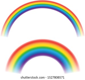 Multicoloured rainbow stripes isolated on white background. Round arch of spectrum colors. 