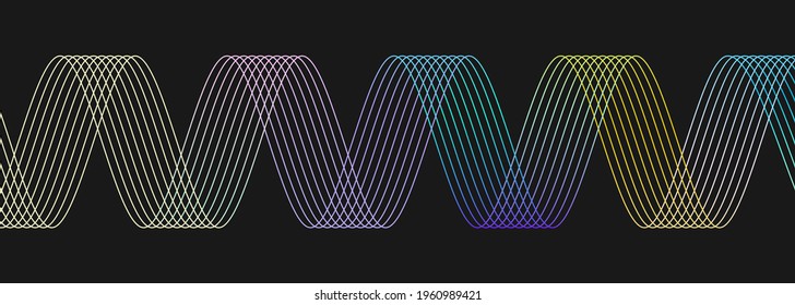 Ondas sinas multicolores sobre fondo negro