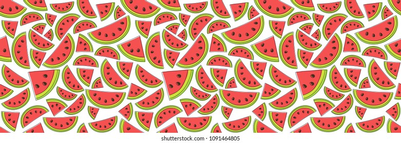 Multicoloured summer texture with watermelons. Vector.