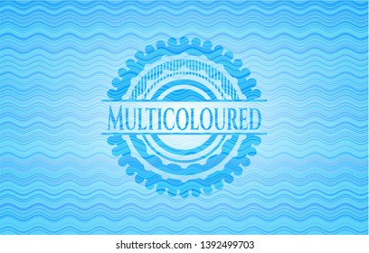 Multicoloured water concept badge background. Vector Illustration. Detailed.