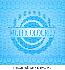 Multicoloured water concept emblem background.
