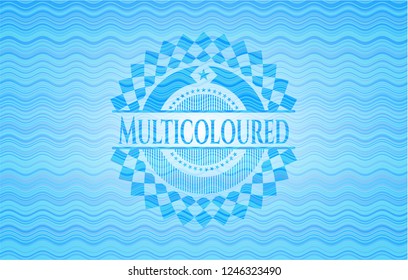 Multicoloured water wave emblem background.
