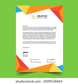 Multicolours  letterhead document paper template in trendy low poly style-for business visual identity design