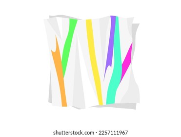 Multicolours print trendy colours highlighters on the creased napkin on the white background.	
