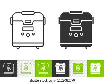 Multicooker black linear and silhouette icons. Thin line sign of multi. Cooker outline pictogram isolated on white, color, transparent background. Vector Icon shape. Multicooker simple symbol closeup