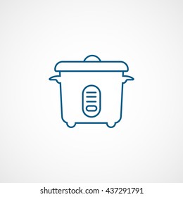 Multicooker Blue Line Icon On White Background