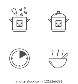 Multicooker cooking vector icons
