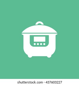 Multicooker Flat Icon On Green Background