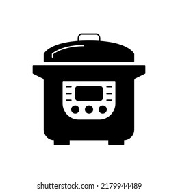 Multicooker icon in black flat glyph, filled style isolated on white background