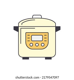 Multicooker icon in color, isolated on white background 