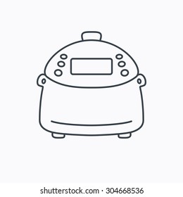 Multicooker icon. Kitchen electric device symbol. Linear outline icon on white background. Vector