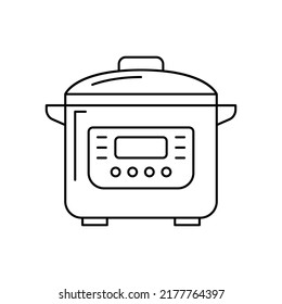 Multicooker-Symbol im Zeilenstil, einzeln auf weißem Hintergrund