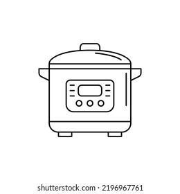 Multicooker icon in line style icon, isolated on white background