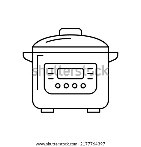 Multicooker icon in line style icon, isolated on white background