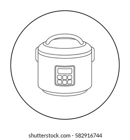 Multicooker icon in outline style isolated on white background. Household appliance symbol stock vector illustration.