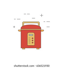Multicooker isolated line icon. Small  cooker appliances.