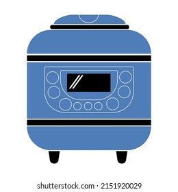 Multicooker is a kitchen appliance, electrical equipment for cooking healthy varied food vector illustration