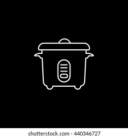 Multicooker Line Icon On Black Background