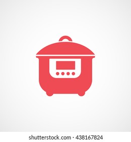 Multicooker Red Flat Icon On White Background