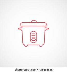 Multicooker Red Line Icon On White Background