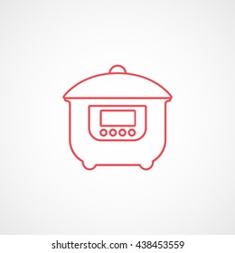 Multicooker Red Line Icon On White Background