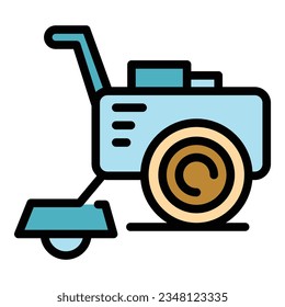 Vector de contorno de icono multicultor. Granja de máquinas. Color plano de la máquina